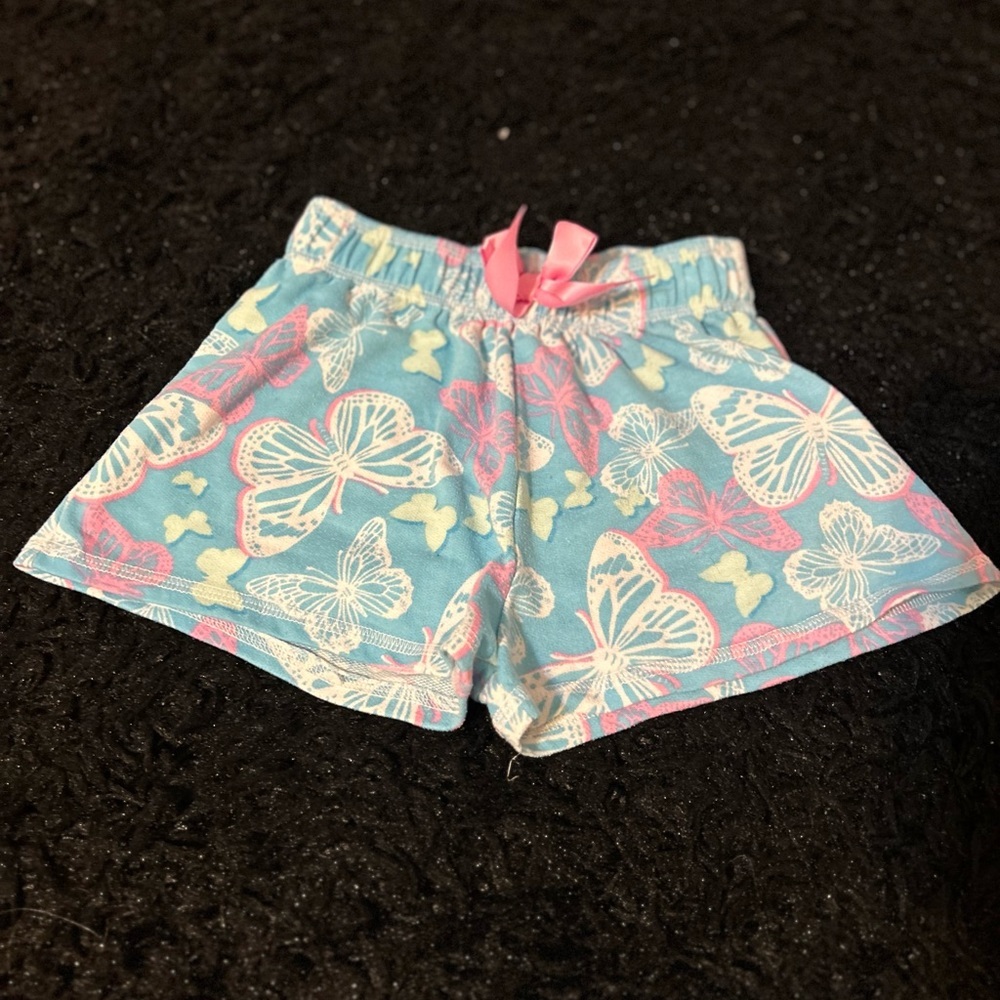 Size 7/8 Girls Butterfly Shorts with Pink Bow A3
